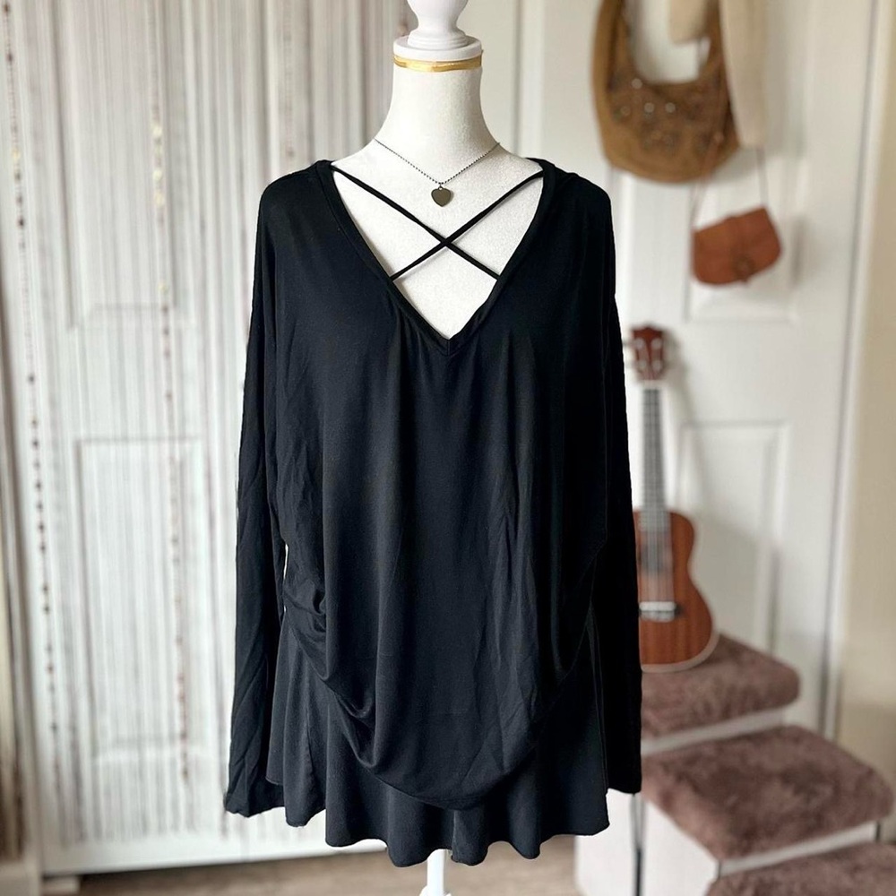 victorias secret PINK black top with crisscross chest